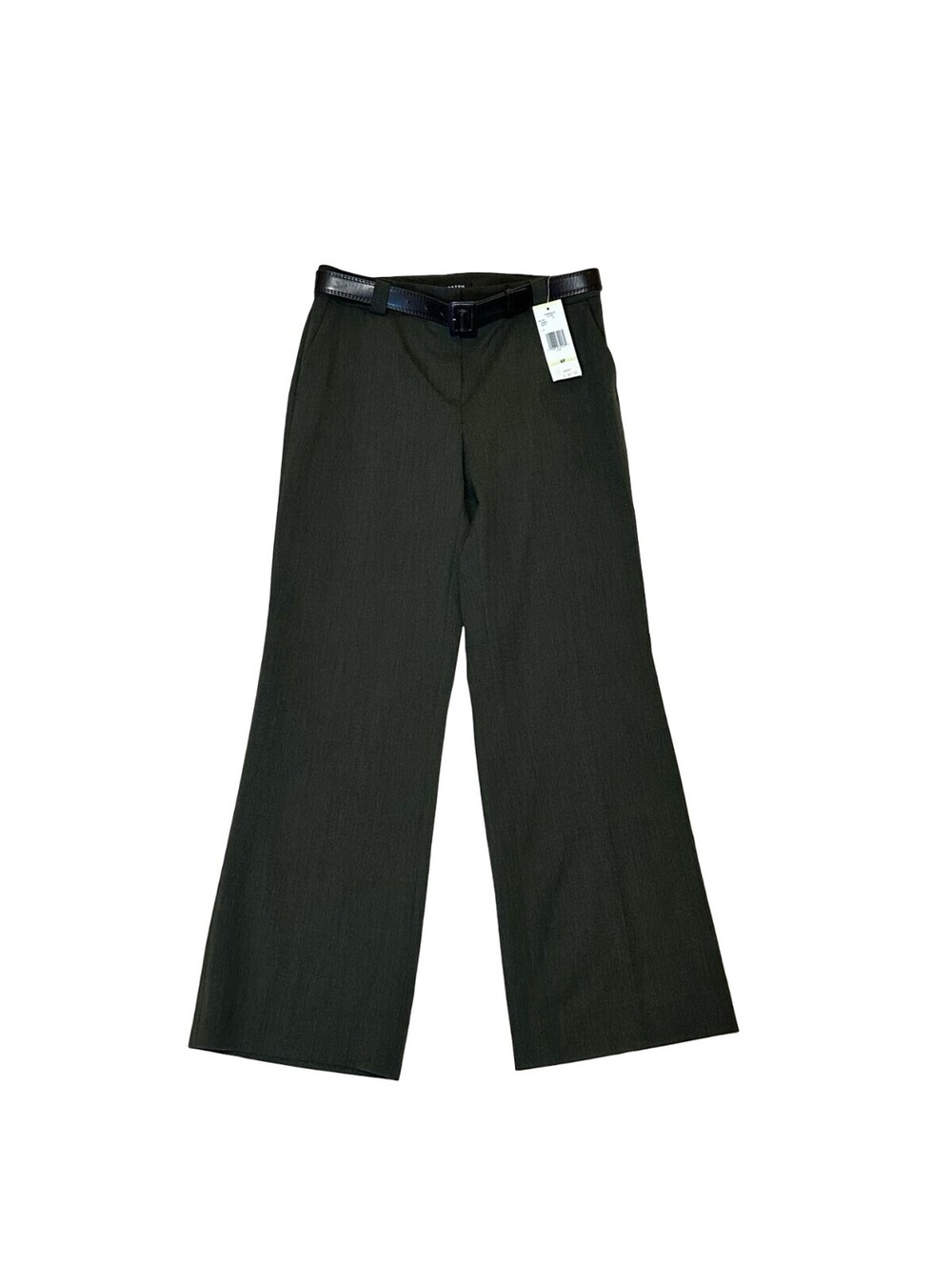 NWT Jones New York Women's 4P Green Stretch Wide Leg Trousers with Belt